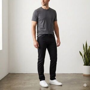 Uniqlo Jeans Men's Black Denim Cotton Mix Slim Straight Casual Waist 30-33 Relax